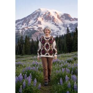 Vintage Chrysantheme Women’s Size 18/20 Knitted By Hand Grandma Core Sweater